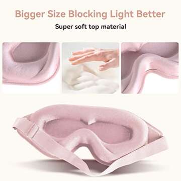 3D Adjustable Sleep Mask for Relaxation, Travel & Yoga, Pink