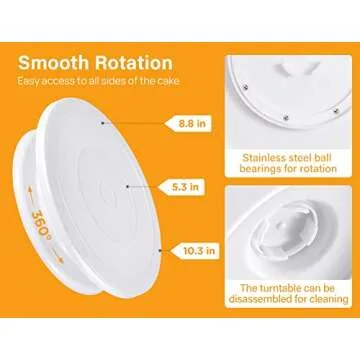 Kootek 69pcs Cake Decorating Supplies Kit, Cake Decorating Set with Cake Turntable Stand, 12 Numbered Icing Piping Tips, 50 Pastry Bags, Straight & Angled Spatula, 3 Scraper & Other Baking Supplies