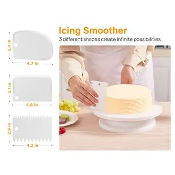 Kootek 69pcs Cake Decorating Supplies Kit, Cake Decorating Set with Cake Turntable Stand, 12 Numbered Icing Piping Tips, 50 Pastry Bags, Straight & Angled Spatula, 3 Scraper & Other Baking Supplies