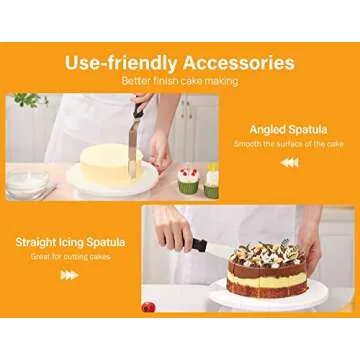 Kootek 69pcs Cake Decorating Supplies Kit, Cake Decorating Set with Cake Turntable Stand, 12 Numbered Icing Piping Tips, 50 Pastry Bags, Straight & Angled Spatula, 3 Scraper & Other Baking Supplies