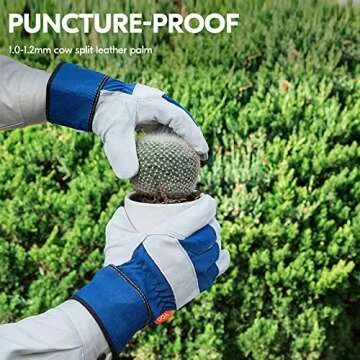 Vgo Leather Palm Work Gloves for Men, Women - 3 Pairs