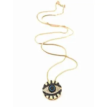 SIFRIMANIA Evil Eye Pendant Necklace 17.2 Inches Box Chain