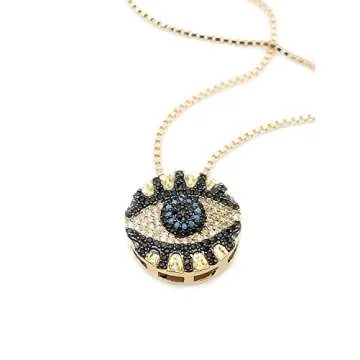 SIFRIMANIA Evil Eye Pendant Necklace 17.2 Inches Box Chain