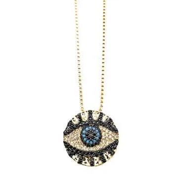SIFRIMANIA Evil Eye Pendant Necklace 17.2 Inches Box Chain