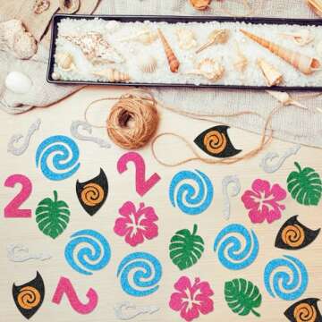 200Pcs Moana Birthday Decorations Moana Birthday Confetti for Moana Two Birthday Table Decorations Moana Luau Hawaiian Theme Birthday Party Table Decor