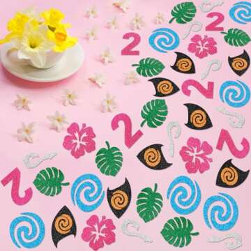 200Pcs Moana Birthday Decorations Moana Birthday Confetti for Moana Two Birthday Table Decorations Moana Luau Hawaiian Theme Birthday Party Table Decor