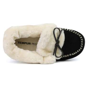 Tempur-Pedic Womens Laurin Moccasin Casual Slippers - Black