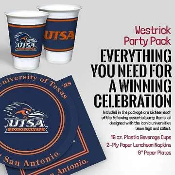 Arkansas Razorbacks Party Supplies 48 Piece Officially Licensed University Set: 16 oz. Plastic Beverage Cups, 9" Paper Plates, Luncheon Napkins, Complete Party Supplies for 16 Guests by Westrick