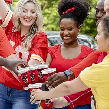 Arkansas Razorbacks Party Supplies 48 Piece Officially Licensed University Set: 16 oz. Plastic Beverage Cups, 9" Paper Plates, Luncheon Napkins, Complete Party Supplies for 16 Guests by Westrick