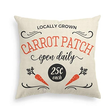 AVOIN Easter Carrot Patch Pillow Cover - Rustic Spring Decor
