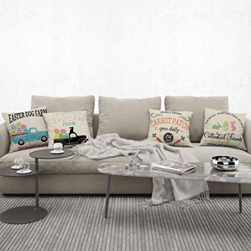 AVOIN Easter Carrot Patch Pillow Cover - Rustic Spring Decor