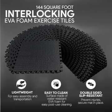 BalanceFrom Puzzle Exercise Mat with EVA Foam Interlocking Tiles for MMA, Exercise, Gymnastics and H...
