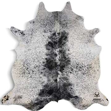 rodeo Salt and Pepper Cowhide Rug Brazilian Cow Skin Rug Brown/Tricolor/Black Cow hides Size XXL App...