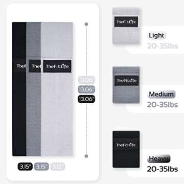 TheFitLife Resistance Exercise Bands for Women - Fabric Workout Bands for Booty, Hip, Glute, Leg, Thigh, Squat, Butt Lift Excersize and Fitness Loop Bands for Home Gym (Grey, Short)