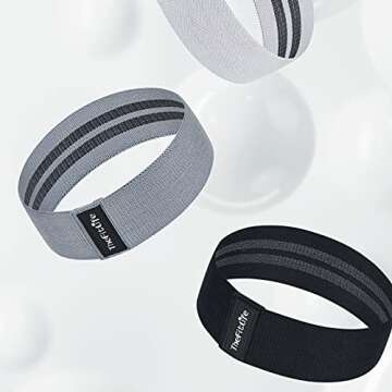 TheFitLife Resistance Exercise Bands for Women - Fabric Workout Bands for Booty, Hip, Glute, Leg, Thigh, Squat, Butt Lift Excersize and Fitness Loop Bands for Home Gym (Grey, Short)