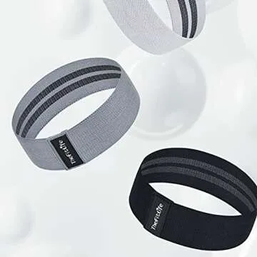 TheFitLife Resistance Exercise Bands for Women - Fabric Workout Bands for Booty, Hip, Glute, Leg, Thigh, Squat, Butt Lift Excersize and Fitness Loop Bands for Home Gym (Grey, Short)