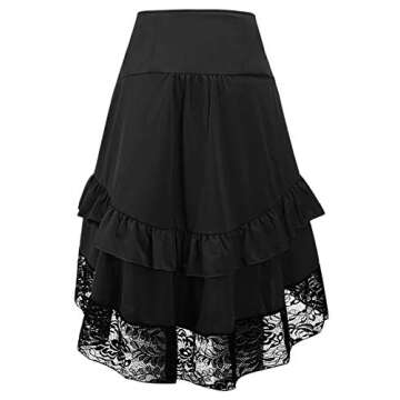 Alivila.Y Fashion Womens Steampunk Skirt Victorian High Low Dress 31706-Black-L