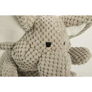 goDog Checkers Elephant Squeaky Plush Dog Toy, Chew Guard Technology - Gray, Large
