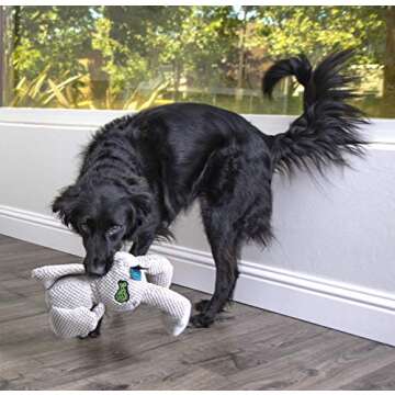 goDog Checkers Elephant Squeaky Plush Dog Toy, Chew Guard Technology - Gray, Large