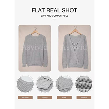 Asvivid Backless Fall Sweater Stylish Lightweight with Cut Out