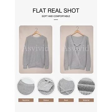 Asvivid Backless Fall Sweater Stylish Lightweight with Cut Out
