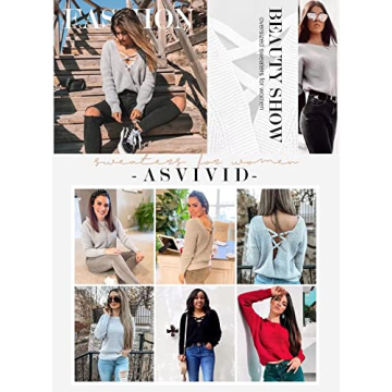 Asvivid Backless Fall Sweater Stylish Lightweight with Cut Out