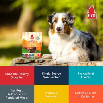 PLATO Organic Chicken Strips for All Dogs - Healthy Treats