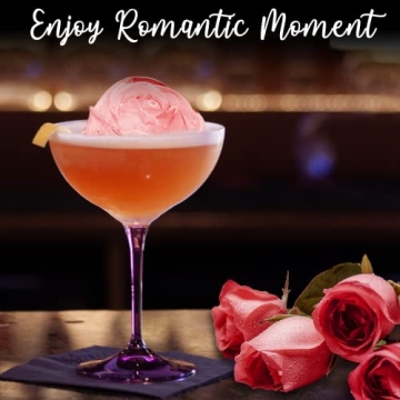 KooMall 3D Rose Ice Molds 2.5 Inch, Large Ice Cube Trays, Make 4 Giant Cute Flower Shape Ice, Silicone Rubber Fun Big Ice Ball Maker for Cocktails Juice Whiskey Bourbon Freezer, Dishwasher Safe, Pink