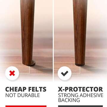 Felt Furniture Pads X-PROTECTOR - 48 Premium Floor Protector Chair Felts for Feet Wood Floors Best Hardwood Protect Your Hard Floors! (Brown)