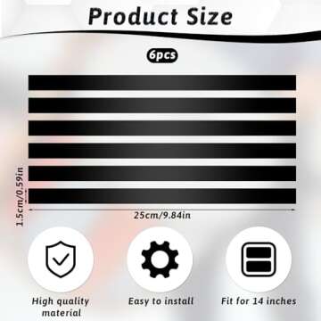 6 Pcs Durable Snare Drum Straps for 14-Inch Snare Drums - Black Polyester Straps