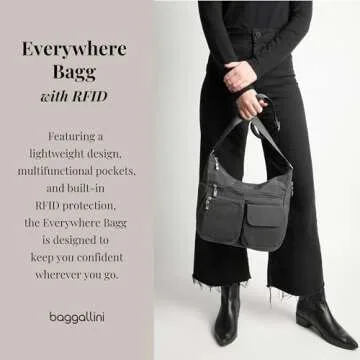 Baggallini Everywhere Bagg - Hobo Crossbody Bag for Women with RFID Wristlet – Water-resistant Tra...