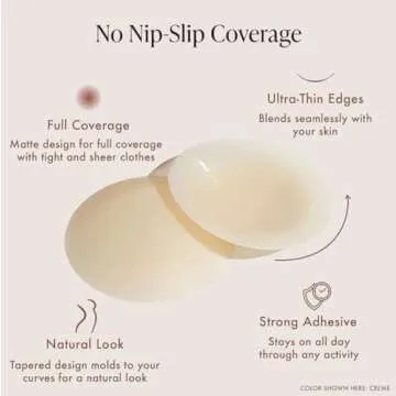 SKINS Nipple Cover - Non Adhesive Silicone Nipple Pasties - Reusable Pasty Nipple Covers for Women with Travel Box (Nude, Fits A-B Cup)