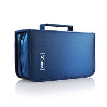 CCidea CD Case DVD Storage Holder, 128 Capacity DVD Cases Organizer CD Plastic Protective Carrying Binder,Portable Cd Wallet for Home Travel (Blue)