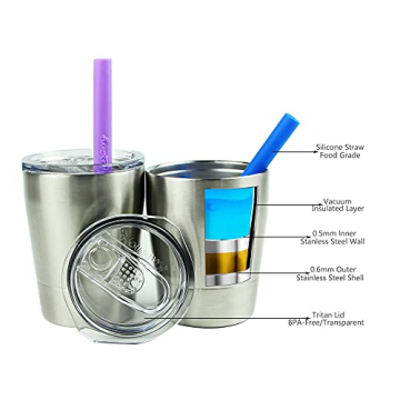 Housavvy Kids Steel Cups with Tritan Lids and Straws