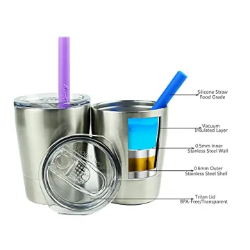 Housavvy Kids Steel Cups with Tritan Lids and Straws