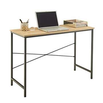 ClosetMaid Writing Desk or Console Table for Office, Entryway or Living Room, Industrial Modern Design, Wood with Black Metal Frame, Natural Finish