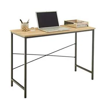 ClosetMaid Writing Desk or Console Table for Office, Entryway or Living Room, Industrial Modern Design, Wood with Black Metal Frame, Natural Finish