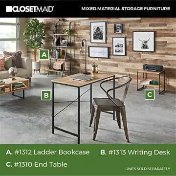 ClosetMaid Writing Desk or Console Table for Office, Entryway or Living Room, Industrial Modern Design, Wood with Black Metal Frame, Natural Finish