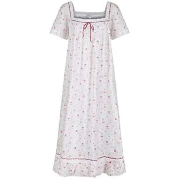 The 1 for U Summer Nightgowns For Women - Long Cotton Nightgown, V Rose, MD