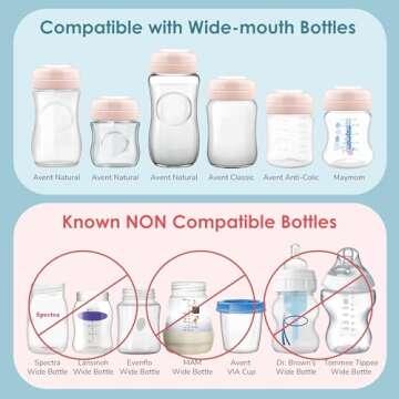 Maymom Screw Lids Aka Travel Caps with Rewritable Sealing Disc Compatible with Avent, Maymom Wide Mo...