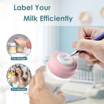 Maymom Screw Lids Aka Travel Caps with Rewritable Sealing Disc Compatible with Avent, Maymom Wide Mouth Bottles; Cap Replace Avent Natural Bottle Sealing Ring and Sealing Disc, 6pcs. (Pink)