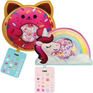 BIZYBOO Seek & Find Plush - Hidden Object Matching Game for Kids 2+ - 2 Pack (Daisy & Peaches)