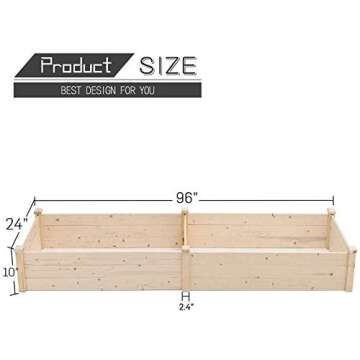 Cemeon Outdoor 8 FT Wooden Garden Bed Planter Box Kit for Vegetables Fruits Herb Grow, Patio or Yard Gardening, Flowers Natural