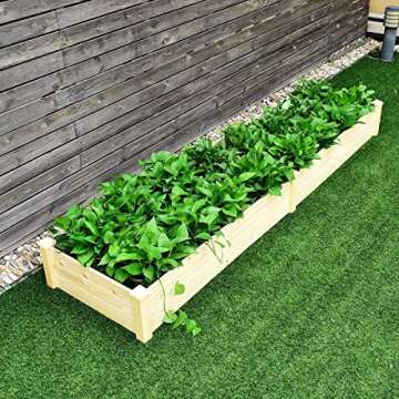 Cemeon Outdoor 8 FT Wooden Garden Bed Planter Box Kit for Vegetables Fruits Herb Grow, Patio or Yard Gardening, Flowers Natural