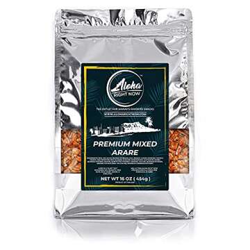 Aloha Right Now Premium Mixed Arare Rice Crackers Mochi Crunch Japanese Hawaiian Style Asian Snack Mix 1LB 16oz