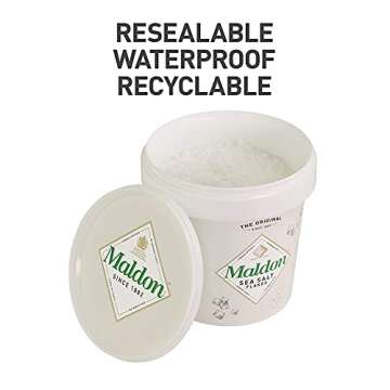Maldon Salt, Sea Salt Flakes, Resealable Tub, Kosher, Natural, Handcrafted, Gourmet, Pyramid Crystals, 20 oz (570 g) 2 Pack