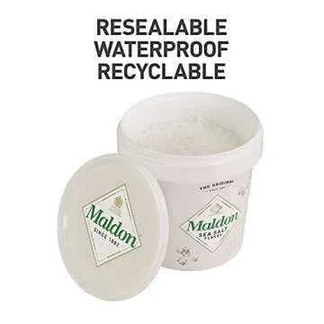 Maldon Salt, Sea Salt Flakes, Resealable Tub, Kosher, Natural, Handcrafted, Gourmet, Pyramid Crystals, 20 oz (570 g) 2 Pack