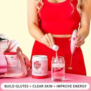 Peach Perfect Creatine Monohydrate Powder, Pink Lemonade, Glute Builder Creatine for Women with Collagen, BCAAs, 5g Vegan Micronized Creatine per Serving, for Energy, Muscle Support, 30 Servings