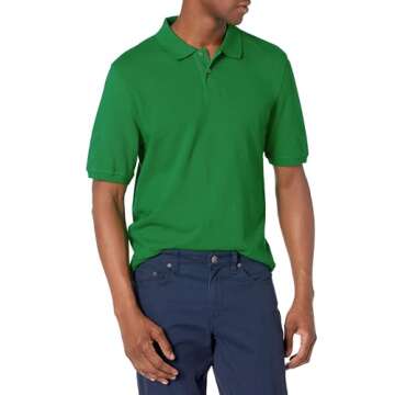 Amazon Essentials Men's Regular-Fit Cotton Pique Polo Shirt (Available in Big & Tall), Green, Large