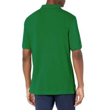 Amazon Essentials Men's Regular-Fit Cotton Pique Polo Shirt (Available in Big & Tall), Green, Large